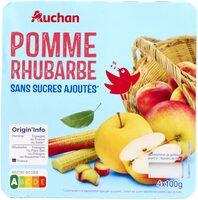 Pomme rhubarbe sans sucres ajoutés**Conformément à la réglementation applicable aux purées. Contient des sucres naturellement présents dans les fruits.