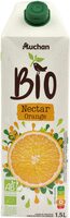 Nectar d'orange biologique. A base de concentré, Teneur en fruits : 70% minimum.
