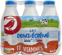 Auchan lait vitamine demi-ecreme bt 6x1l