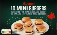 10 Mini-burgers au bloc de foie gras et magret de canard et pommes caramélisées