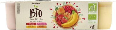 Les fruits mixés au lait entier fraise abricot banane framboise BIO