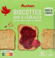 Biscottes aux 6 céréalesblé, orge, seigle, avoine, riz, sarrasin