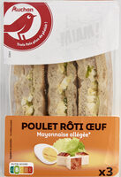 Sandwich triple polaire poulet rôti œuf salade