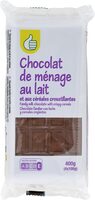 Chocolat de ménage au lait et aux céréales croustillantes