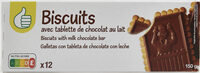 Biscuits avec tablette de chocolat au lait