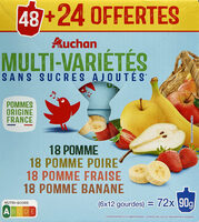 Purées de fruits panachées sans sucres ajoutés* (4 parfums)*Conformément à la règlementation. Contient des sucres naturellement présents.