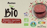 Steaks Hachés pur bœuf surgelés 15%MG, issus de l'agriculture biologique