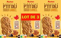 Auchan biscuits petit dejeuner miel pepites de chocolat lot 3x400g