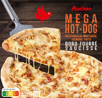 Mega Hot-dogMozzarella, moutarde, oignons fritsBord fourré saucisse