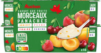 YAOURT AUX FRUITS MORCEAUX FRUITS PANACHES4 parfums : Abricot, Peche, Fraise, Cerise