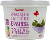 Spécialité laitière ÉPAISSE7% Matière Grasse**76% de matière grasse en moins par rapport à la crème entière à 30% de matière grasse