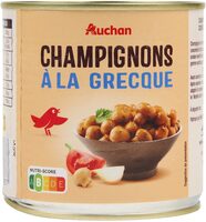 Champignons à la grecque, cuisinés à la tomate et aux oignons