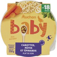 Carottes, pâtes et épinards