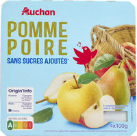 Pomme poire sans sucre ajoutés**Conformément à la réglementation applicable aux purées. Contient des sucres naturellement présents dans les fruits.