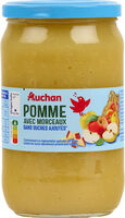 Pomme avec morceaux sans sucres ajoutés**Conformément à la réglementation applicable aux purées. Contient des sucres naturellement présents dans les fruits.