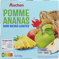 Pomme ananas sans sucres ajoutés**Conformément à la réglementation applicable aux purées. Contient des sucres naturellement présents dans les fruits.