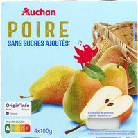 Poire Sans sucres ajoutés**Conformément à la réglementation applicable aux purées. Contient des sucres naturellement présents dans les fruits.