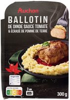 Auchan ballotin de dinde sauce tomate et écrasé de pomme de terre 300g