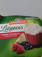 Liégeois pomme framboise sur coulis de cassis