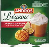 Liégeois de fruits  Pomme Mangue sur Coulis de Passion