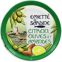 Emietté de sardine citron, olives et amandes