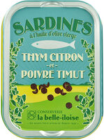 Sardines à l'huile d'olive, thym citron et poivre Timut