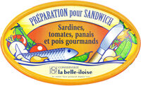 Préparation pour sandwich sardines, tomates, panais et pois gourmands