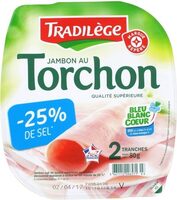 Jambon supérieur au torchon sans couenne 25% de sel en moins 2 tranches