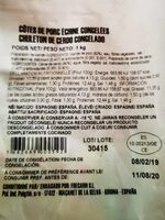 Cotes De Porc Échine Congelées
