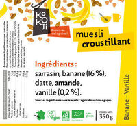 Muesli croustillant banane-vanille Kokoji