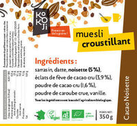 Muesli croustillant cacao-noisette Kokoji
