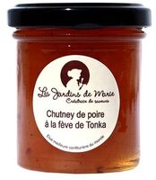 Chutney de poire à la fève de Tonka - Les Jardins de Marie - Meilleure confiturière de Monde - pot