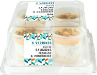 4 Verrines Pasteurisées Duo De Saumons, Fromage Et Concombre