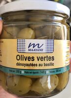 Olives vertes dénoyautées au basilic