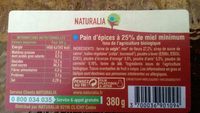 Pain d'épices à 25% de miel minimum