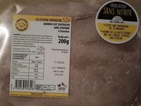 Jambon cuit supérieur sans couenne 4 tranches