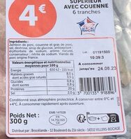 Jambon cuit supérieur avec couenne
