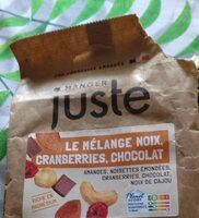 Le mélange noix, cranberries, chocolat