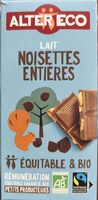 Tablette de chocolat au lait et noisettes entières bio