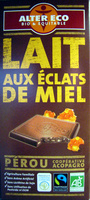 Chocolat Lait aux éclats de miel Bio Alter Eco