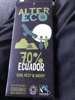 70% Ecuador organic dark chocolate