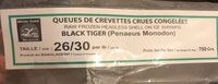Queues de crevettes crues congelees