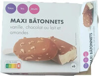 Maxi Bâtonnets vanille, chocolat au lait et amandes