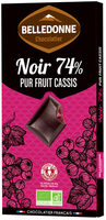 Tablette chocolat noir 74% pur fruit cassis