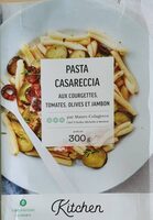 Pasta Casareccia courgettes tomates olives jambon