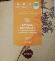 Emincé de poulet, purée Pomme de terre-Carottes BIO