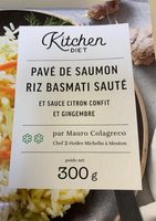 Pavé de saumon, riz basmati sauté et sauce citron confit et gingembre