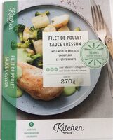 Filet de poulet sauce cresson, méli-mélo de brocolis, chou fleur et petits navets