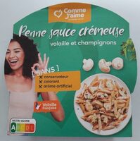 Penne sauce crémeuse, volaille et champignons