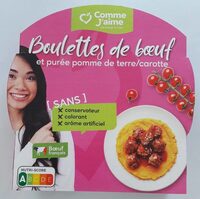 Boulettes de boeuf et purée pomme de terre / carotte